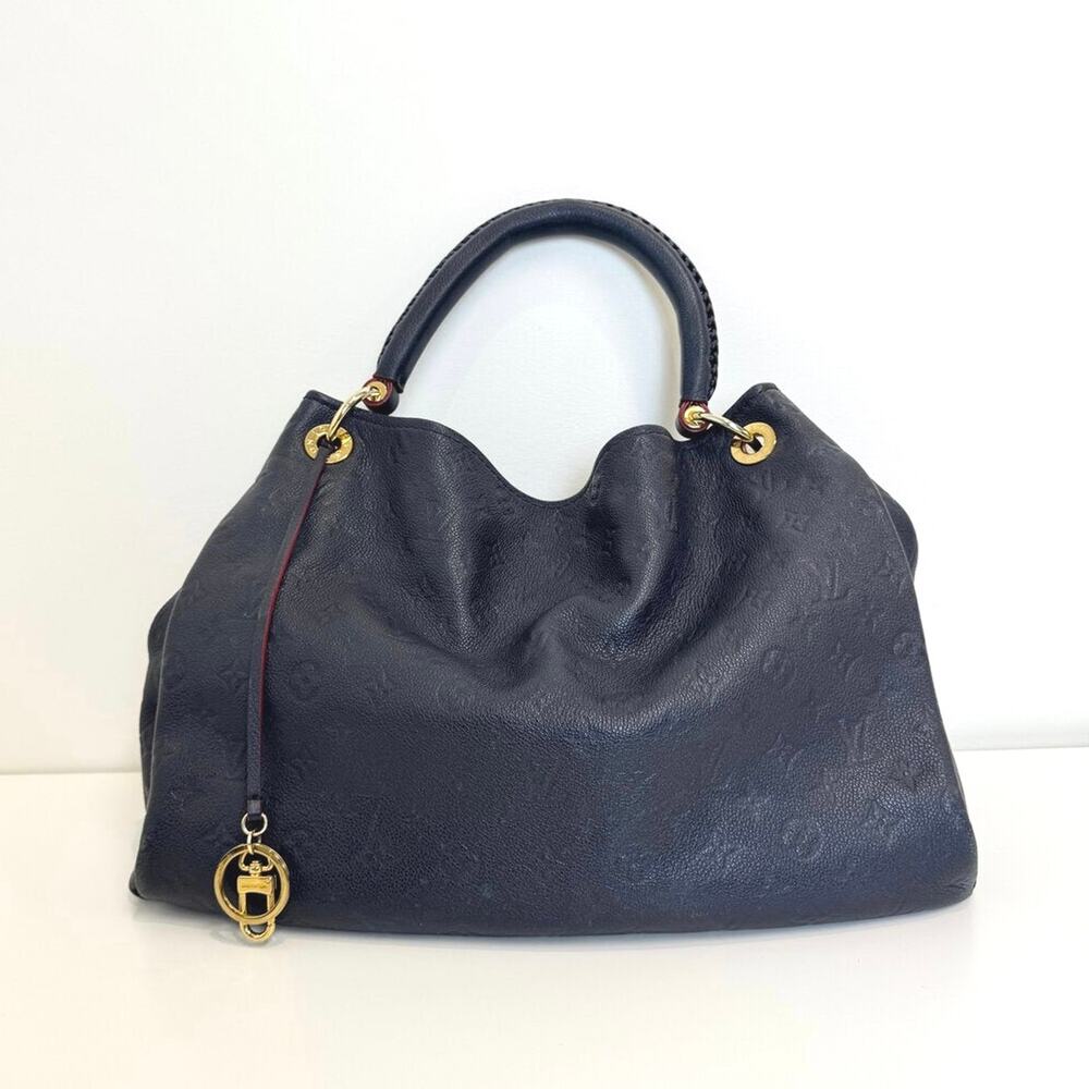 LOUIS VUITTON Artsy MM Monogram Empriente Blue Leather Tote Bag Matching Wallet